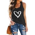 thumbnail image 2 of VNKIDY Womens Racerback Tank Top With Heart Graphic Print Sleeveless U Neck Lightweight Casual Streetwear Top For Summer Daily Wear Black XXXXXL, 2 of 4