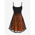 thumbnail image 3 of Rosegal Women's Plus Size Bats Pattern Lace Overlay Knot Halloween Fit and Flare Dress, 3 of 5