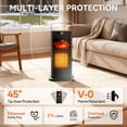 thumbnail image 2 of Space Heaters for Indoor Use, 1500w Portable Electric Heaters for Bedroom, PTC Ceramic Heater with 4 Mode, 12h Timer, 3D Flame Fireplace Heater, Overheat Protection, Safety Heat for Room, Office, 2 of 8