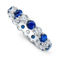 thumbnail image 2 of HeartsAndYou Round Alternate & Moissanite Natural Sapphire Eternity Band 14k SOLID White Gold, 2 of 9