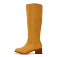 thumbnail image 2 of Women's Yellow Banana Boots – Retro School Style Knee-High Boots with Block Heel, 2 of 7