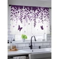 thumbnail image 5 of Sheer Curtains 54 Inch Length 2 Panels Set for Kitchen, Purple Spring Botanical Semi Sheer Curtains for Windows, Weeping Eucalyptus Butterfly Voile Window Treatments Rod Pocket Curtain, 5 of 7