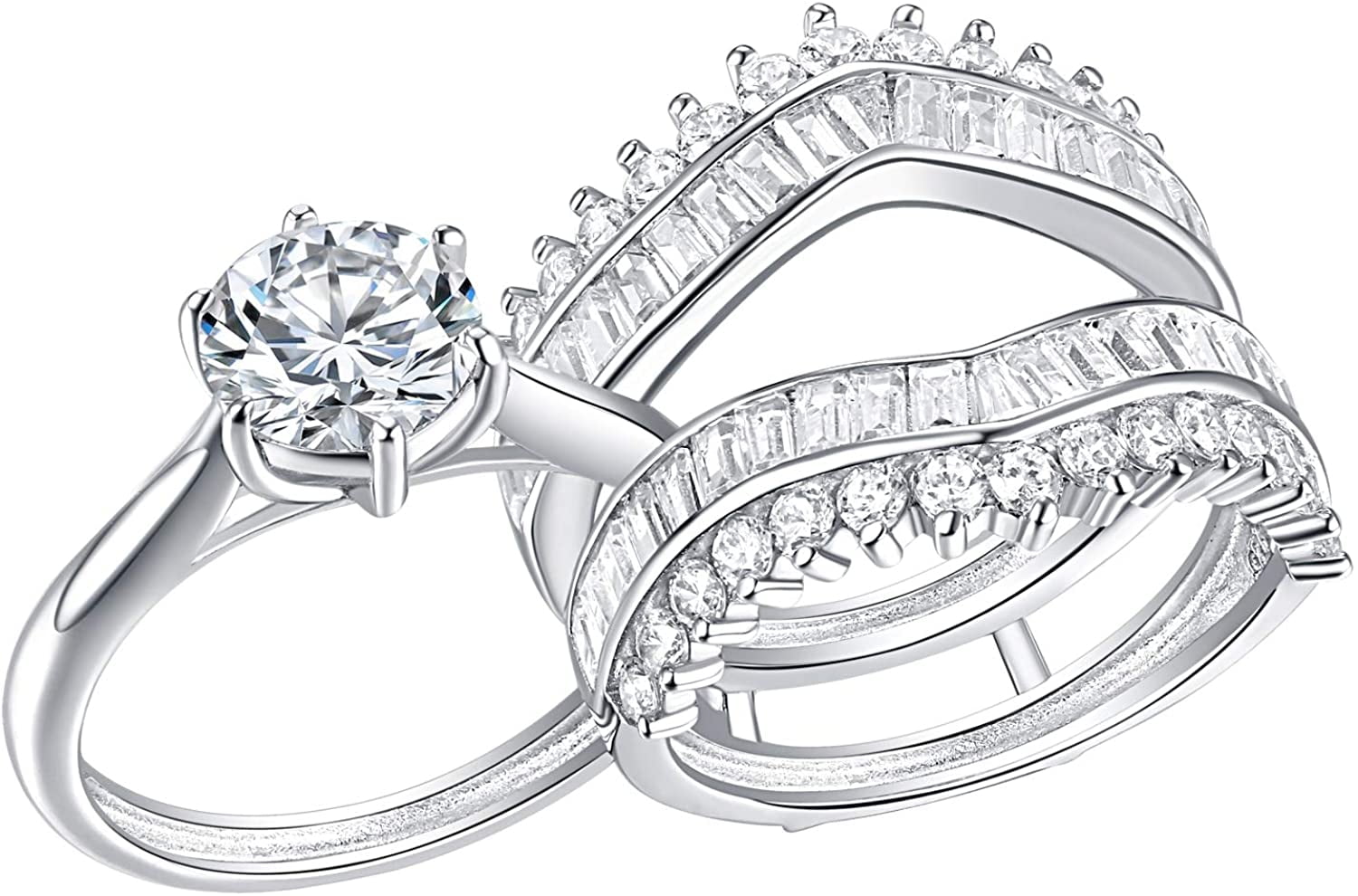 Newshe 3.5Ct Solitaire Wedding Rings for Women Engagement Ring Set