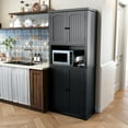 thumbnail image 6 of HLR 72" Kitchen Pantry Cabinet, Freestanding Pantry Storage Cabinet with Hutch & Shelves, Black, 6 of 8