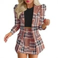 thumbnail image 3 of YM Women's 2 Piece Outfits, Plaid Skirts for Women Long Sleeve Casual Suits Button Work Coat High Waist Blazer Jacket and Mini Skirt Set, 3 of 7