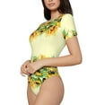 thumbnail image 2 of The Xecao Sunflowers On A Yellow Background Women's Crew Neck Body Suit, a short-sleeved bodysuit and basic swimsuit, both comfort and style for dating and daily life, 2 of 9