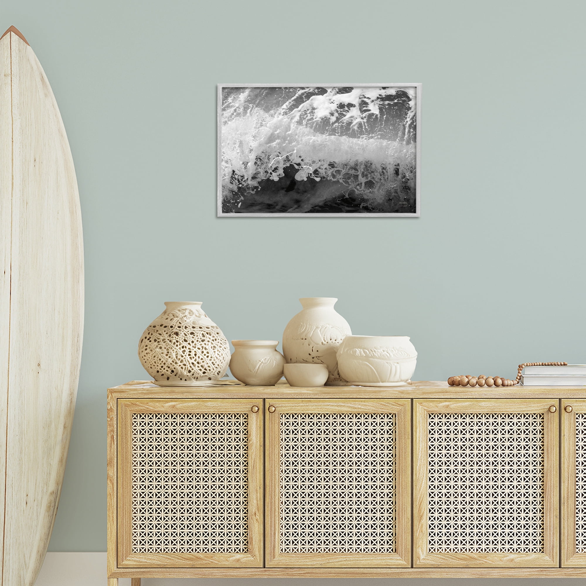 Stupell Industries Pacific Ocean Splash Landscape Photography Gray Framed Art Print Wall Art, 24 x 16
