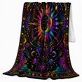 thumbnail image 2 of Sun Moon Mandala with Planets, Mystical Celestial Style for Moon Lovers, Rainbow Orbital Pattern and Housewarming Gift, Soft Flannel Blanket for Bedroom and Meditation Room, Celestial Home Decor, 2 of 9
