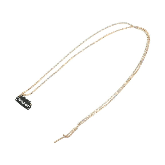 Unique Bargains 1 Pc Braided Hair Chain Colorful Rhinestone Braid Hair Accessories for Women Shiny Gold Tone