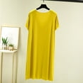 thumbnail image 5 of Swuxness Women's Short Sleeved Nightdress, Women's Long Nightgowns, Women's V Neck Doll Collar Solid Color Five Point Sleeve Comfortable Loose Mid Length Sleep Dress Yellow, L, 5 of 5