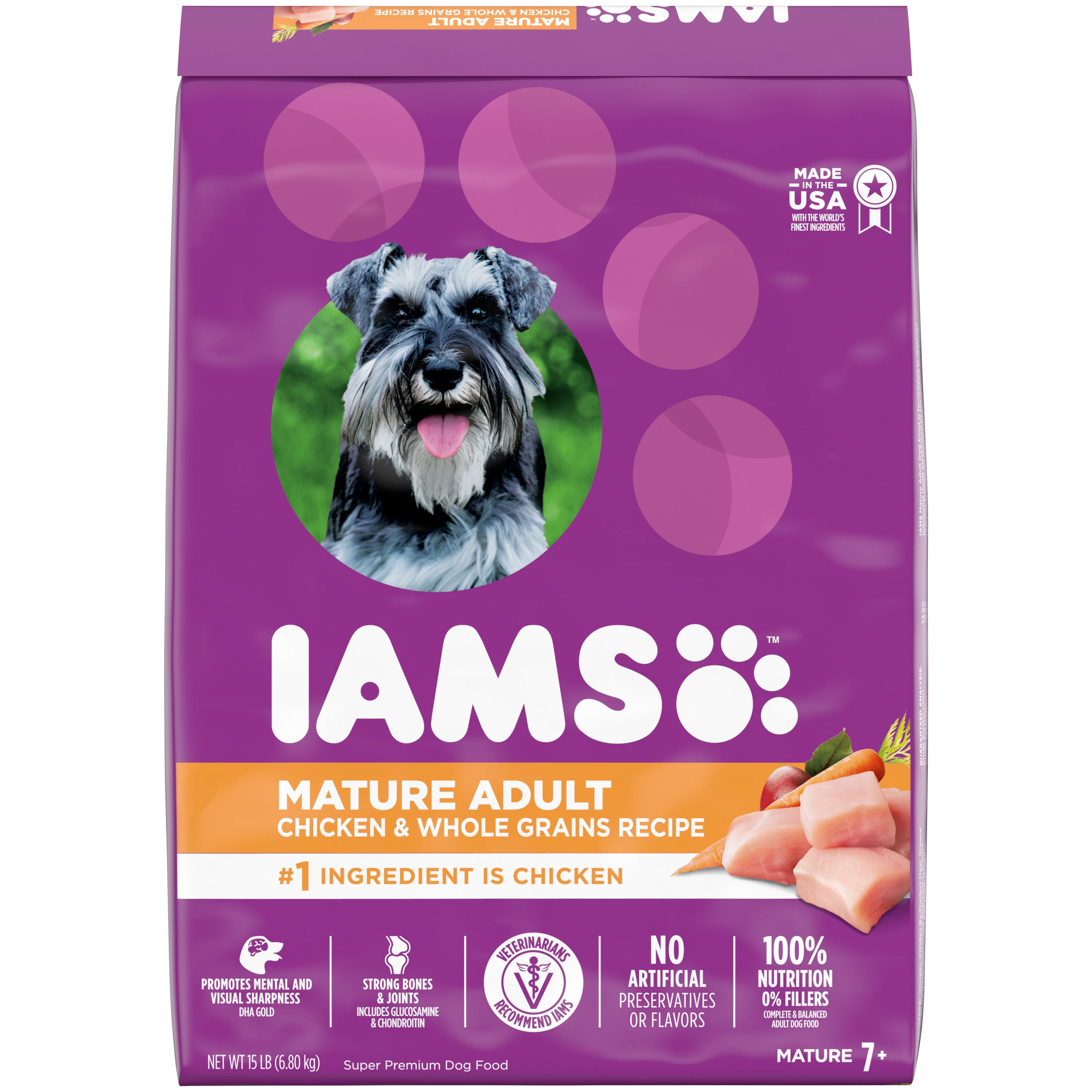 IAMS Healthy Aging Real Chicken Dry Dog Food For Senior Dog 15 Lb Bag 