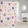 thumbnail image 2 of Manfei Kawaii Kitten Shower Curtain 72Wx72L, Boho Flower Floral Bathroom Curtain, Pink, 2 of 5