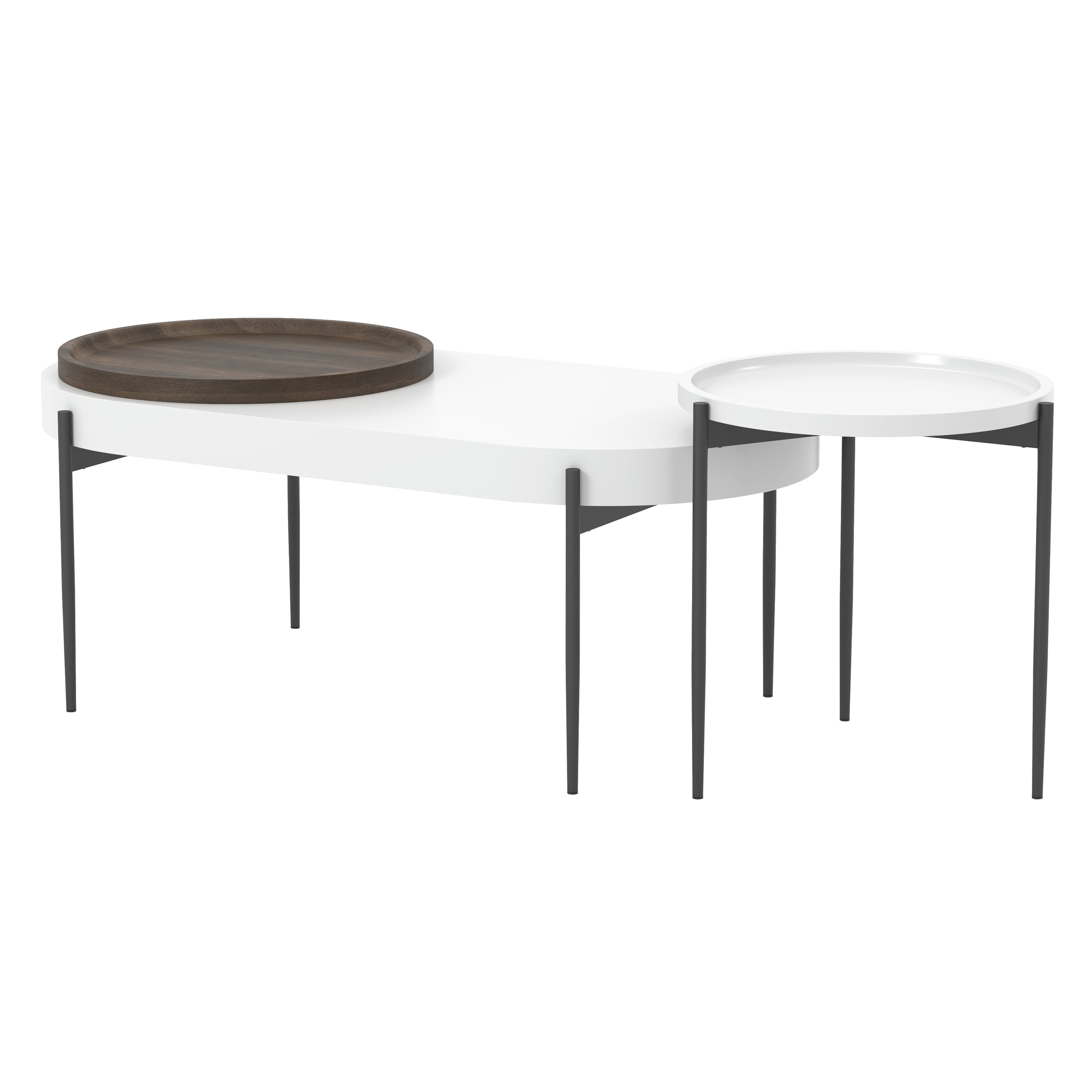 Furniture of America Asher 2-Piece Coffee Table Set, White