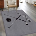 thumbnail image 3 of 4x6 Area Rugs, Gray Hockey Non-Skid Rubber Backing Large Rectangle Rugs - Living Room Bedroom Home Office, Modern Art Vintage Hockey Ball Sports Indoor Floor Mat Carpets Washable Rug, 3 of 9