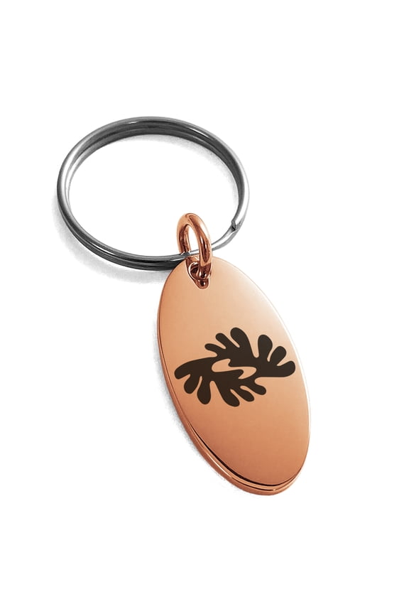 Stainless Steel Aztec Peace Rune Engraved Small Oval Charm Keychain Keyring