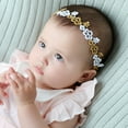 thumbnail image 4 of Dalrosia 6PCS Gold Delicate Flower Butterfly Leaf Stretchy Lace Headbands Baby Baptism Shower Christening Photo Props Hair Accessories for Baby Girls Infants Toddlers Kids, 4 of 5