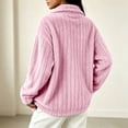 thumbnail image 7 of Brnmyaeo Womens Fuzzy Fleece Jacket Warm Loose Zip Up Lapel Neck Cozy Coat Casual Long Sleeve Ribbed Fleecy Fall Winter Trendy Outwear, 7 of 7