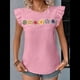 thumbnail image 4 of Blusa de Verano con Bordado Floral para Mujer, Cuello Redondo, Corta Rosa L, 4 of 9
