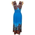 thumbnail image 4 of Peach Couture Floral Print Tropical Exotic Cinched Waist Maxi Dresses for Women, 4 of 10