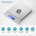 thumbnail image 3 of Idealforce Digital Weight Scale Pocket Scale 2000g x 0.1g Food Scale High Precision Kitchen Scale Multifunctional Stainless Steel Pocket Scale with Back-Lit LCD Display Tare PCS Features, Silver, 3 of 8