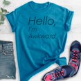 thumbnail image 2 of Hello I'm Awkward T-shirt, Unisex Women's Men's Shirt, Awkward Girl T-shirt, Introvert Shirt, Heather Blue, Small, 2 of 6