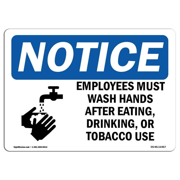 OSHA Notice Signs - Employees Must Wash Hands After Sign With Symbol | Decal | Protect Your Business, Work Site |  Made in the USA