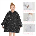 thumbnail image 6 of Black White Gothic Geometry Sun Moon Pattern Blanket Hoodies for Kids 6-13YR Oversize Wearable Blanket Hoodies for Boys Girls Teens, 6 of 7