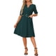 thumbnail image 2 of INSPIRE CHIC Women's Wear to Work V Neckline Midi DressPockets Elegant Midi Dresss with Belt Dark Green XL, 2 of 6