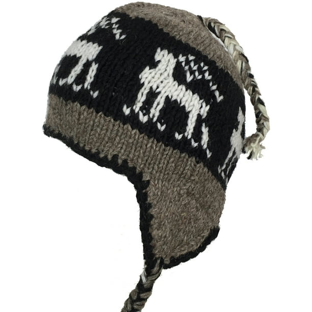 Wool Winter Chullo Beanie Fleece Lined Toque Cap Ear Flaps Sherpa