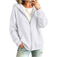 thumbnail image 2 of UDAUDU Zip Up Hoodies for Women Fall Winter Casual Sweatshirts Zipper Fashion Comfortable Oversized Lightweight Cute Jackets with Pockets White S, 2 of 8
