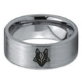 thumbnail image 2 of Tungsten Tribal Wolf Band Ring Band Ring 8mm Men Women Comfort Fit Gray Flat Cut Brushed Polished, 2 of 4