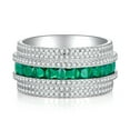 thumbnail image 2 of 100% 925 Sterling Silver Lab Sapphire Emerald High Carbon Diamonds Gemstone Rings Fine Jewelry Wedding Band, 2 of 9