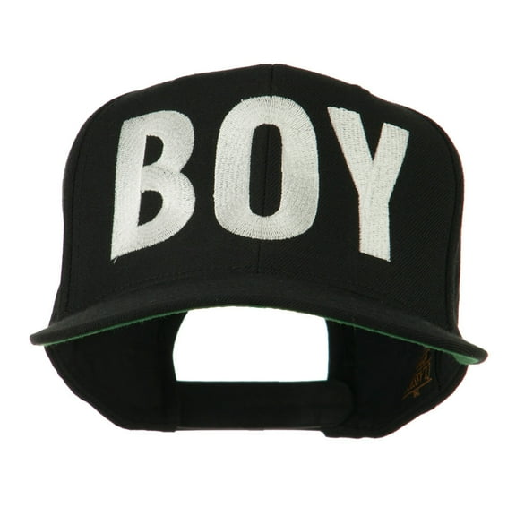 Flat Bill Hip Hop Casual Boy Embroidered Cap - Black OSFM