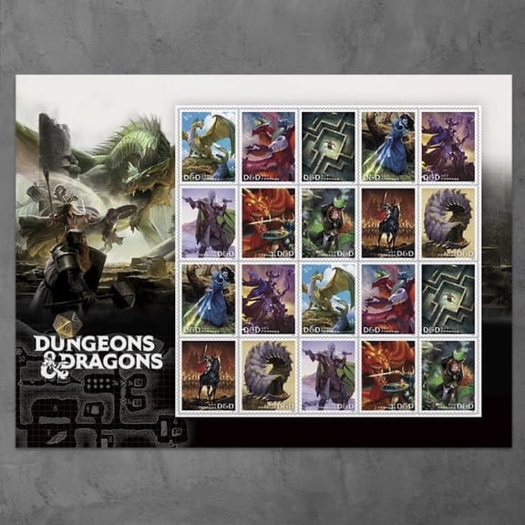 Dungeons & Dragons Forever USPS Postage Stamp 2 Sheets of 20 US First Class Celebration Announcement Wedding Fantasy Adventure (40 Stamps)