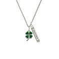 thumbnail image 2 of Delight Jewelry Silvertone Green Four Leaf Clover with Heart Leaves Silvertone Mother Daughter Bar Charm Necklace, 23", 2 of 4