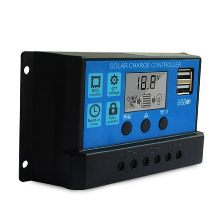 

30A Solar Charge Controller PWM Controllers 12V 24V Auto LCD LCD Display Dual USB 5V Output Solar Panel PV Regulator