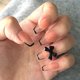 thumbnail image 1 of Uñas postizas de longitud media Uñas acrílicas francesas Uñas postizas de ataúd Uñas negras/transparentes con lazo. Nota: sin pegamento., 1 of 5