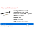 thumbnail image 2 of Front Right CV Axle Assembly - Compatible with 1985 - 1988 Volkswagen Scirocco 1.8L 4-Cylinder 1986 1987, 2 of 2