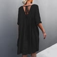 thumbnail image 4 of Casual Robe à Manches Courtes, Femmes V Cou Court V Robe à Manches Courtes Robe Design Exquis, 4 of 5