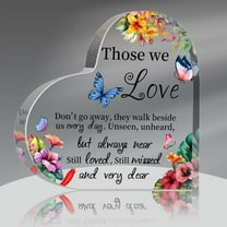 Memorial Bereavement Gift Sympathy Condolence Gift Butterfly Flowers Crystal Glass Heart Table Remembrance For Loss Of Loved One Heartfelt Gift For In Loving Memory Of Mother, 4 X 4 Inches