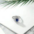 thumbnail image 4 of Gem Stone King 925 Sterling Silver Oval Blue Created Sapphire Halo Engagement Ring for Women (2.80 Cttw, Gemstone September Birthstone, Oval 8X6MM, Size 5), 4 of 4