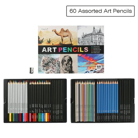 60 Art Pencil Set -Magicfly Assorted Art Colored Pencils for Coloring, Sketching & Drawing, Multi Color, for Adults & Kids, A Free Pencil Sharpener (Best Sketching Pencils For Drawing)