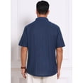 thumbnail image 3 of DARING DIVA Men's Texture Short Sleeve Button Down Casual Knitted Shirt L Dark Blue, 3 of 7
