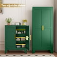 thumbnail image 4 of SAZYY Metal Pantry Storage Cabinet with 2 Doors and 2 Adjustable Shelves, Green Freestanding Hutch for Kitchen/Laundry/Living Room/Bedroom, 11.81"D x 23.62"W x 35.83"H Green, 4 of 9
