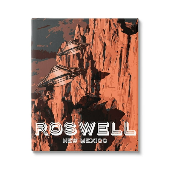Stupell Industries Roswell New Mexico Desert UFOs Travel & Places Painting Gallery Wrapped Canvas Print Wall Art
