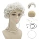 thumbnail image 1 of Conjunto de cosplay de anciana: peluca de abuela, gorro de peluca, gafas de abuela, correas de cordones para cadenas de gafas, cuentas de perlas, 1 of 5