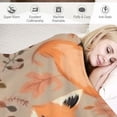 thumbnail image 3 of Orinice fox and foliage woodland animal twig blanket cute print autumn sleeping sitting fox gift blanket for women girls soft flannel fox blanket bed sofa sofa, 3 of 6
