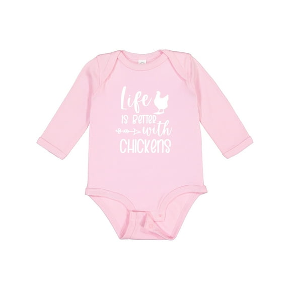 Inktastic Life is Better with Chickens Boys or Girls Long Sleeve Baby Bodysuit