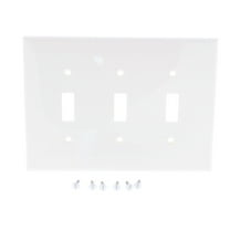 Leviton PJ3-W 3-Gang Toggle Switch Wall Plate, Midway Size Cover, Unbreakable Thermoplastic, White