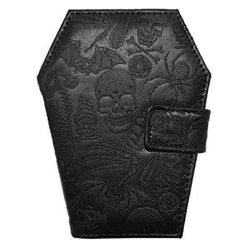 Kreepsville 666 Portefeuille Vegan en Forme de Cercueil de Crâne en Relief, Noir, Moyen